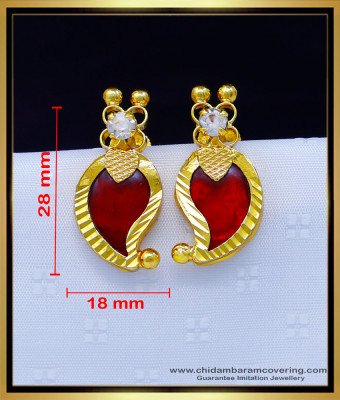 Erg1741 - Gold Plated Big Size Red Palakka Manga Earrings Buy Online