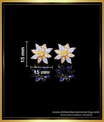 ERG1746 - Gold Plated Flower Design Ad Earrings Tops for Girls