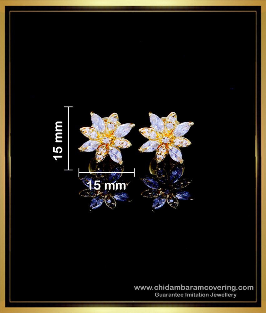 ERG1746 - Gold Plated Flower Design Ad Earrings Tops for Girls
