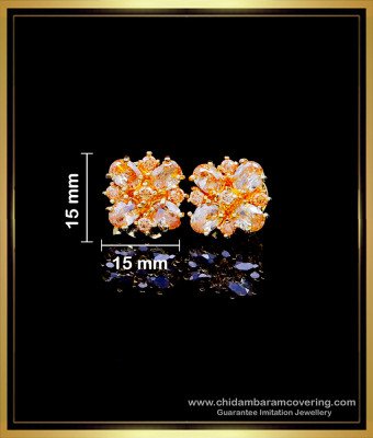ERG1747 - American Diamond Party Wear Gold Plated Earrings Studs