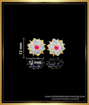 ERG1753 - White and Ruby Stone Impon Earrings Online Shopping