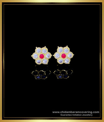 ERG1762 - Impon Stone Small Gold Earrings Designs for Daily Use