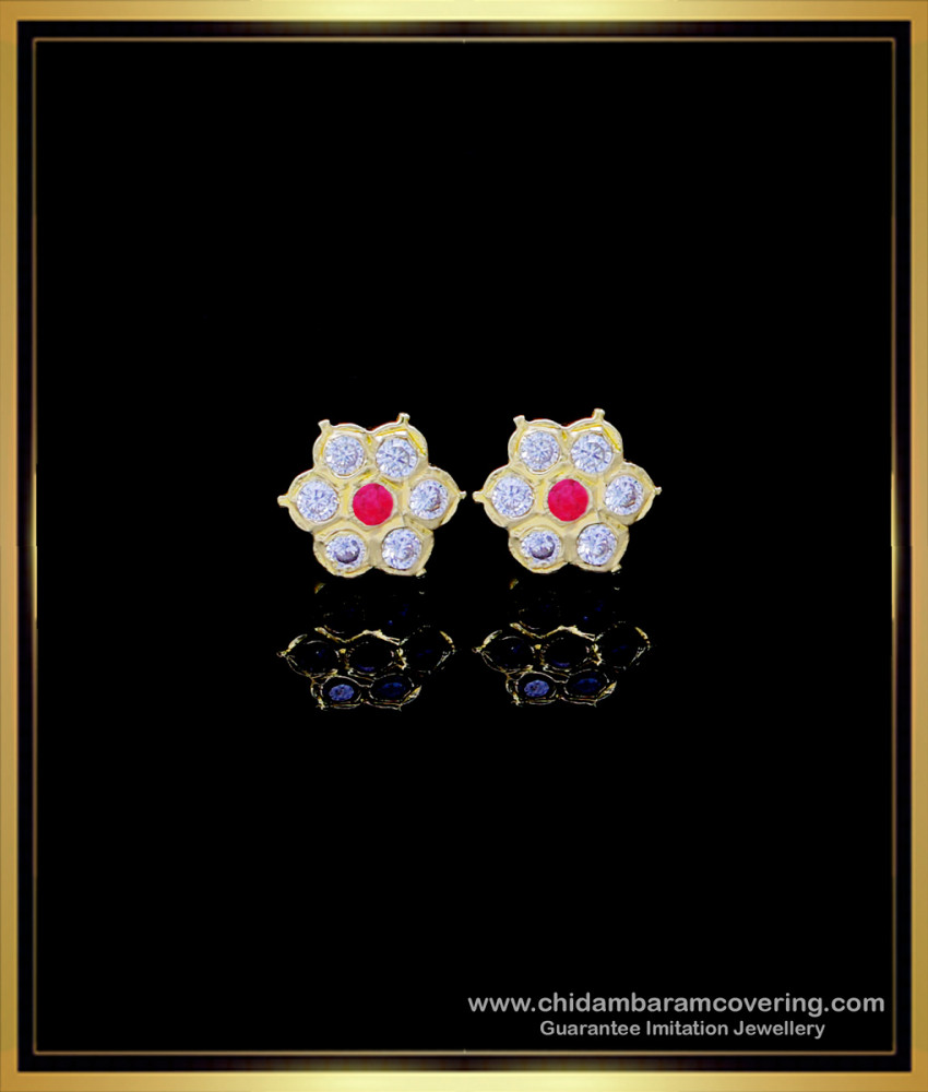 ERG1762 - Impon Stone Small Gold Earrings Designs for Daily Use