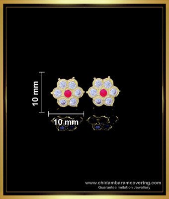 ERG1762 - Impon Stone Small Gold Earrings Designs for Daily Use