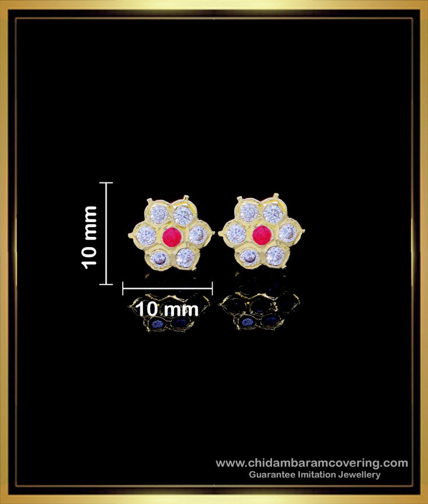 ERG1762 - Impon Stone Small Gold Earrings Designs for Daily Use