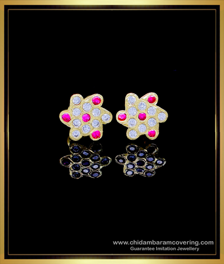 ERG1765 - Latest Stone Earrings Gold Plated Impon Jewellery Online