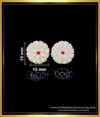 ERG1768 - Buy Gold Design Impon White Stone Ear Studs for Women