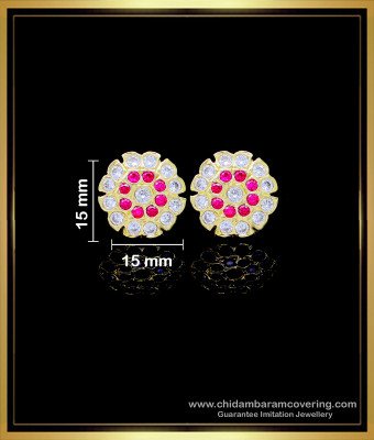 ERG1769 - Impon Jewellery Flower Design Stone Ear Studs Designs 