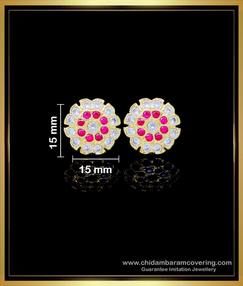 ERG1769 - Impon Jewellery Flower Design Stone Ear Studs Designs 