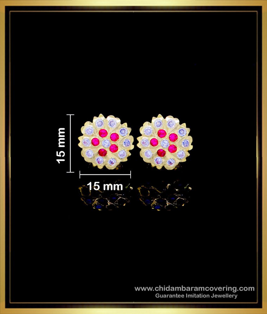 ERG1771 - Elegant Flower Design Stone Earrings Studs for Women