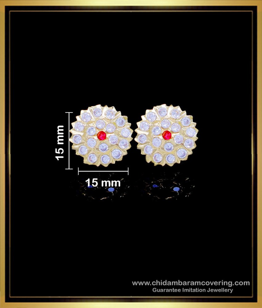 ERG1773 - Gold White Stone Earrings Designs Impon Jewellery Online