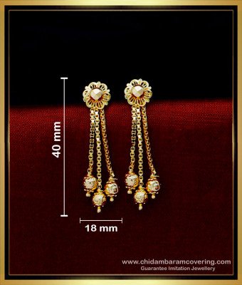 ERG1781 - One Gram Gold 3 Line Daily Wear Gold Earrings Designs 