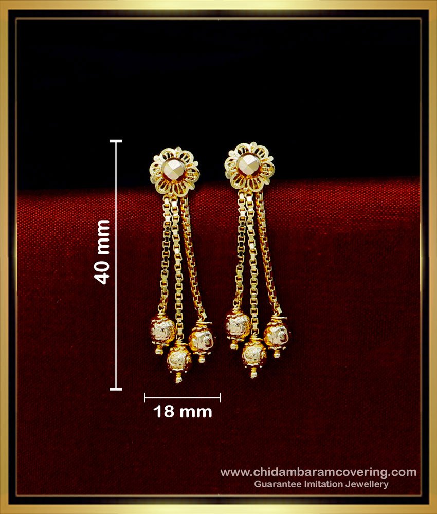 ERG1781 - One Gram Gold 3 Line Daily Wear Gold Earrings Designs 
