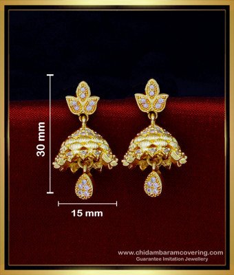 ERG1782 - First Quality White Stone Gold Plated Jhumkas Earrings Online