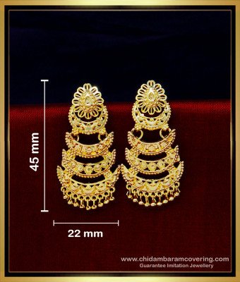 ERG1786 - Traditional South Indian 3 Layer Earrings for Bridal