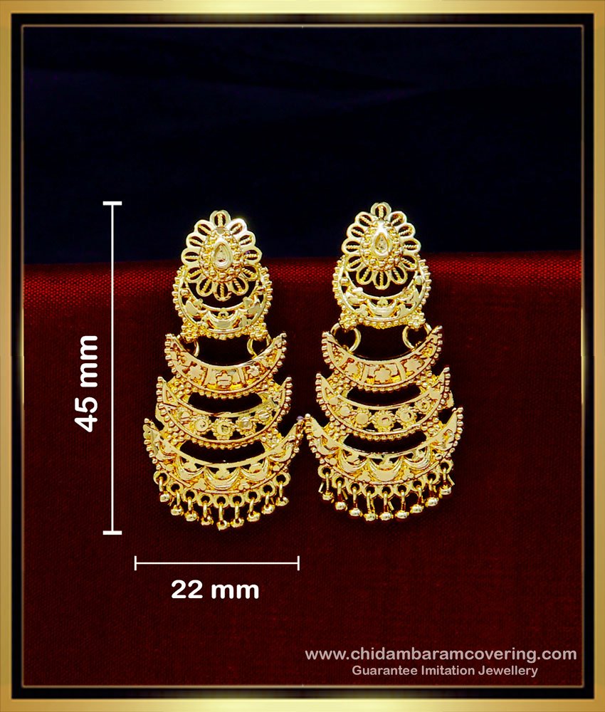 ERG1786 - Traditional South Indian 3 Layer Earrings for Bridal