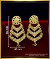 ERG1787 - Traditional Gold Plated 3 Line Wedding Earrings for Bridal