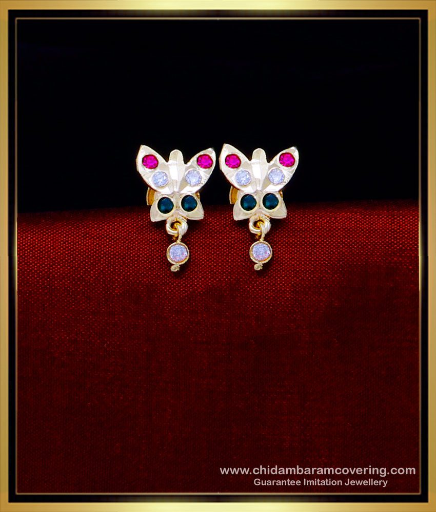 ERG1790 - Cute Daily Use Butterfly Design Stone Stud Earrings