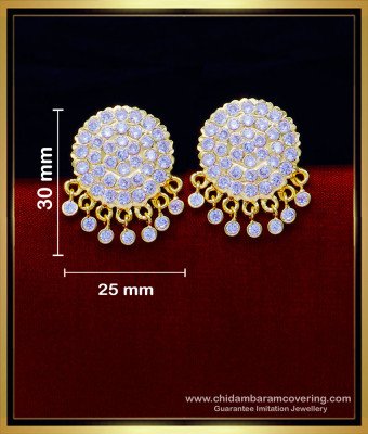 ERG1795 - Real Gold Design Impon White Stone Stud Earrings for Women 