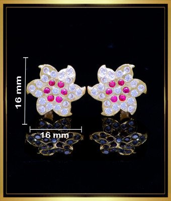ERG1797 - Latest White and Pink Stone Gold Plated Impon Earrings Online