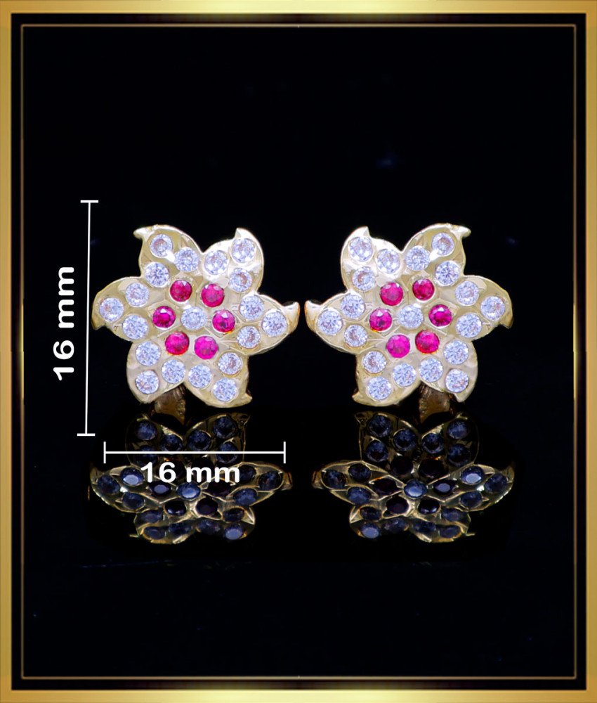 ERG1797 - Latest White and Pink Stone Gold Plated Impon Earrings Online