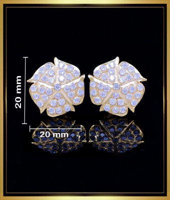 ERG1799 - Traditional Impon Stud White Stone Gold Earrings Design 