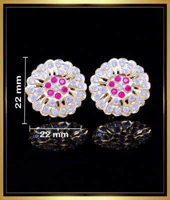ERG1802 - Beautiful White and Pink Stone Impon Stud Earrings 