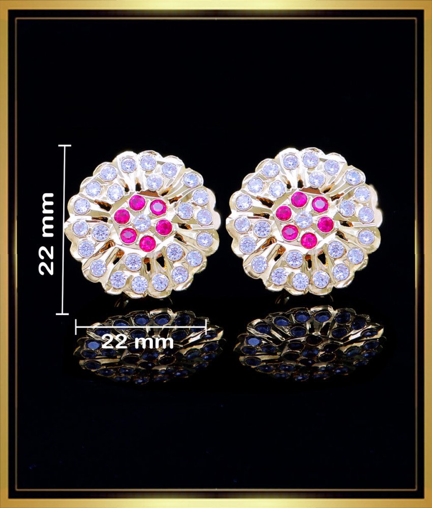 ERG1802 - Beautiful White and Pink Stone Impon Stud Earrings 