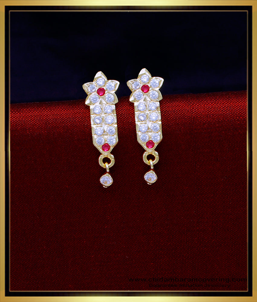 ERG1803 - Simple Daily Use White Stone Women Impon Kammal Design 