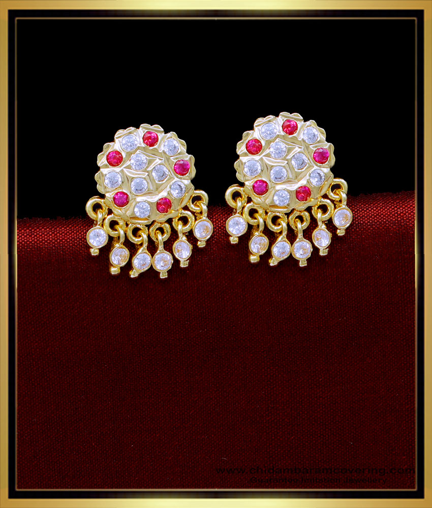 ERG1804 - Impon Stone Earrings South Indian Jewellery Online Shopping
