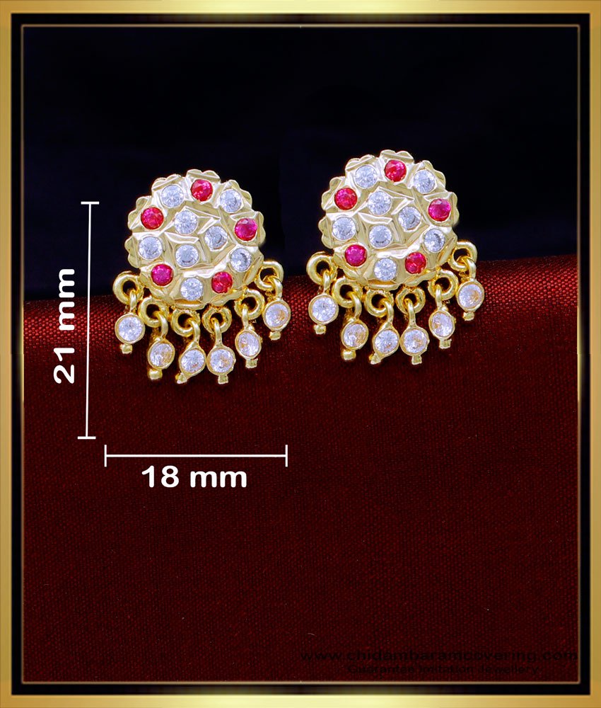 ERG1804 - Impon Stone Earrings South Indian Jewellery Online Shopping