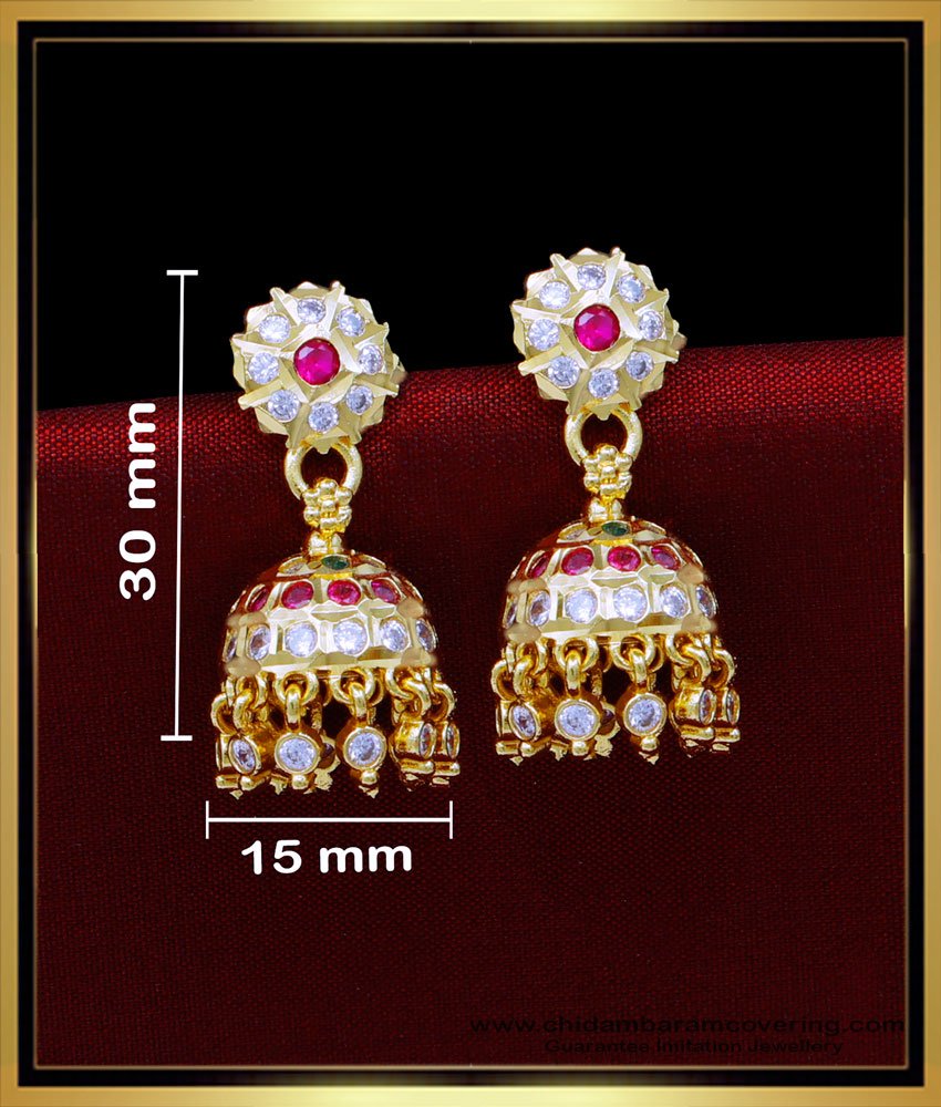ERG1807 - Impon Small Jimikki Kammal Design Gold Plated Jewellery 