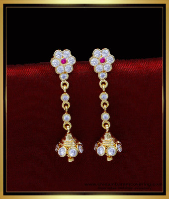 ERG1808 – Latest Impon Jewellery Stone Long Jhumkas Design for Girls