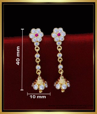 ERG1808 – Latest Impon Jewellery Stone Long Jhumkas Design for Girls