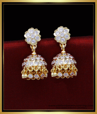 ERG1812 - Five Metal Jewellery White Stone Small Impon Jhumkas Design