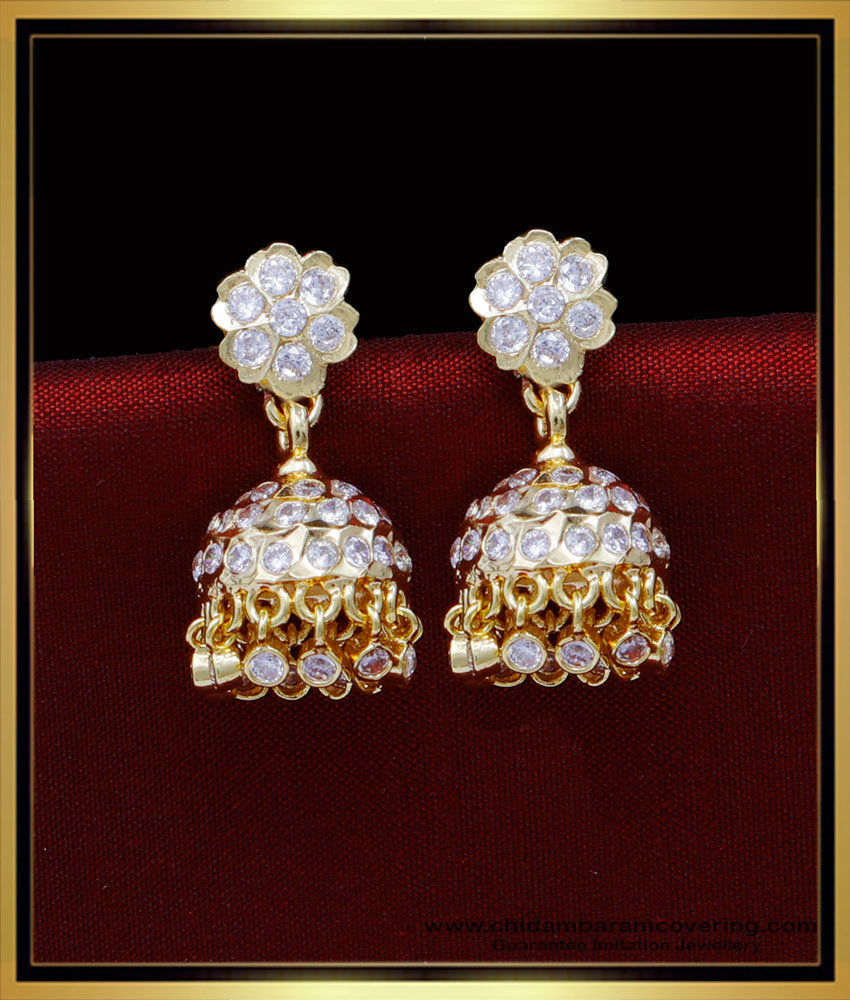 ERG1812 - Five Metal Jewellery White Stone Small Impon Jhumkas Design
