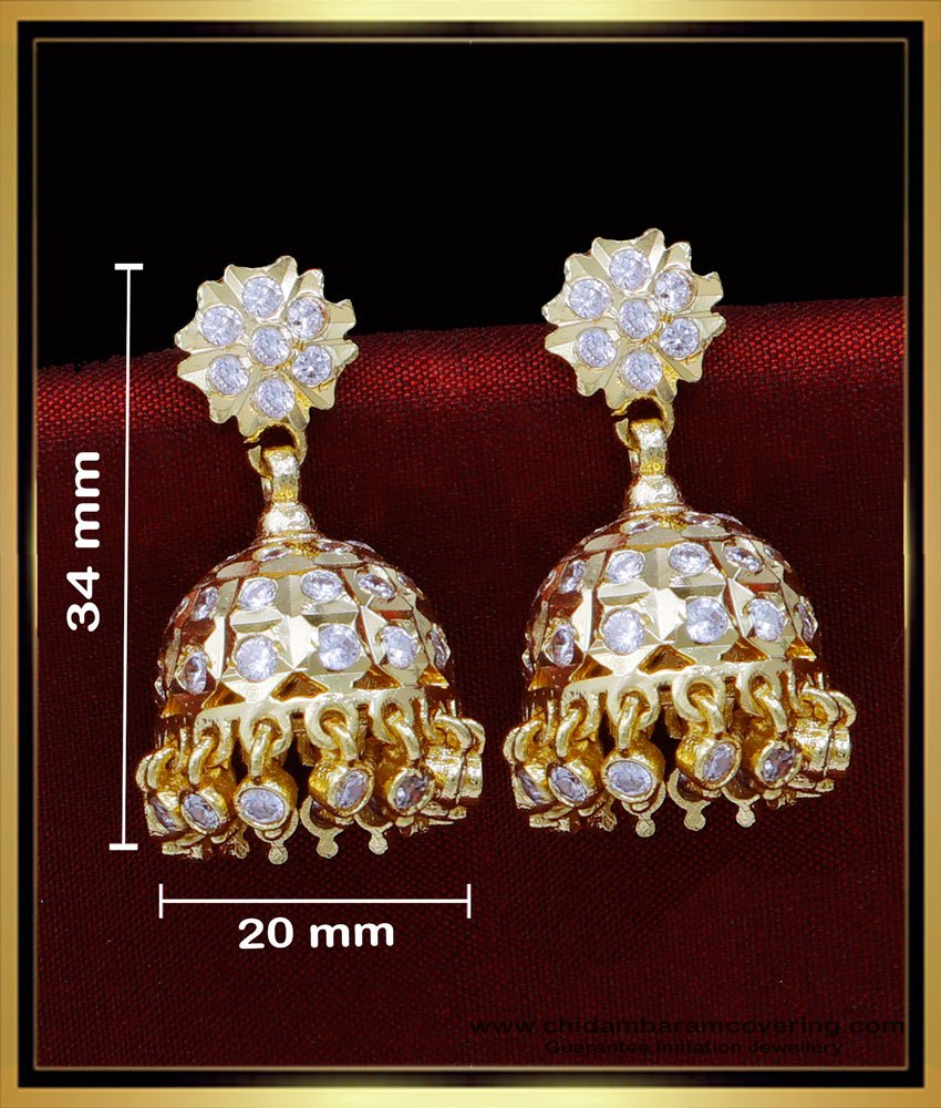ERG1814 - Real Gold Look White Stone Impon Jimiki Design for Wedding 