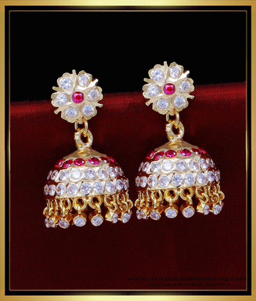 ERG1815 - Traditional Gold Jhumkas Designs Impon Jewellery Online