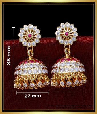 ERG1816 - Bridal Wear Gold Design Impon Big Stone Jhumkas Online Shopping