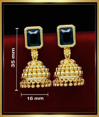 ERG1819 - Latest Green Stone Traditional Kerala Jhumkas Online Shopping
