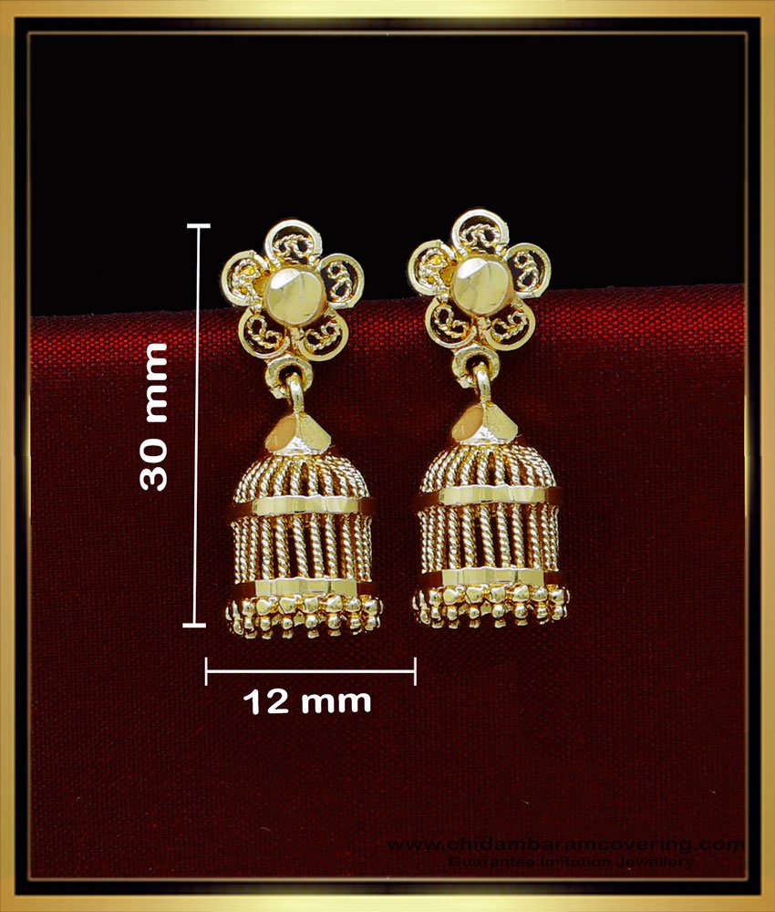 ERG1821 - South Indian Gold Jhumka Design Gold Plated Jewellery 
