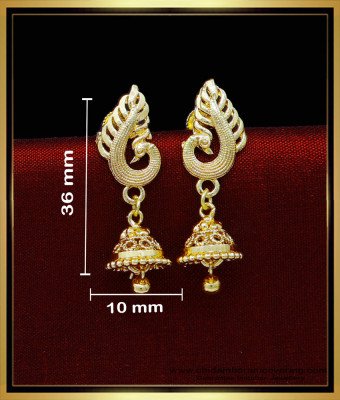 ERG1823 - Peacock Design Jhumka Earrings Daily Use Kammal for Girls 