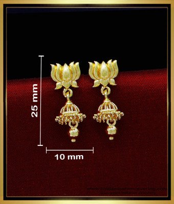 ERG1828 - Unique Lotus Design 1 Gram Gold Jhumka Earrings Online