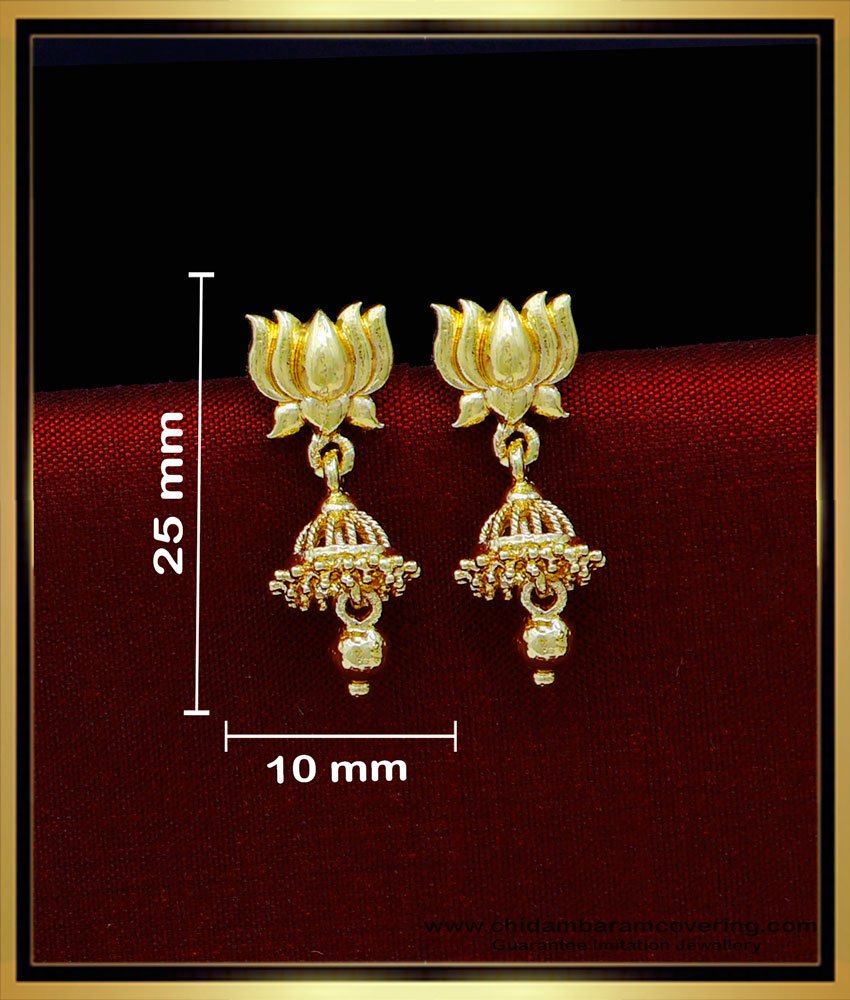 ERG1828 - Unique Lotus Design 1 Gram Gold Jhumka Earrings Online