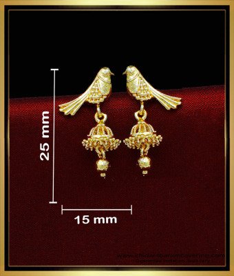 ERG1829 - Elegant Birds Design Gold Plated Jhumka Design Online