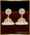 ERG1832 – Best Quality White Stone Pearl Jhumka Earrings Design 