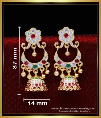 ERG1833 - Latest Chandbali Earrings One Gram Gold Impon Jewellery