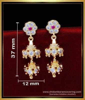 ERG1842 - Latest Bridal Wear 2 Layer Jhumka Earrings Gold Design 
