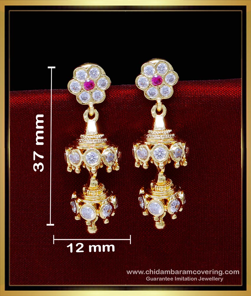 ERG1842 - Latest Bridal Wear 2 Layer Jhumka Earrings Gold Design 