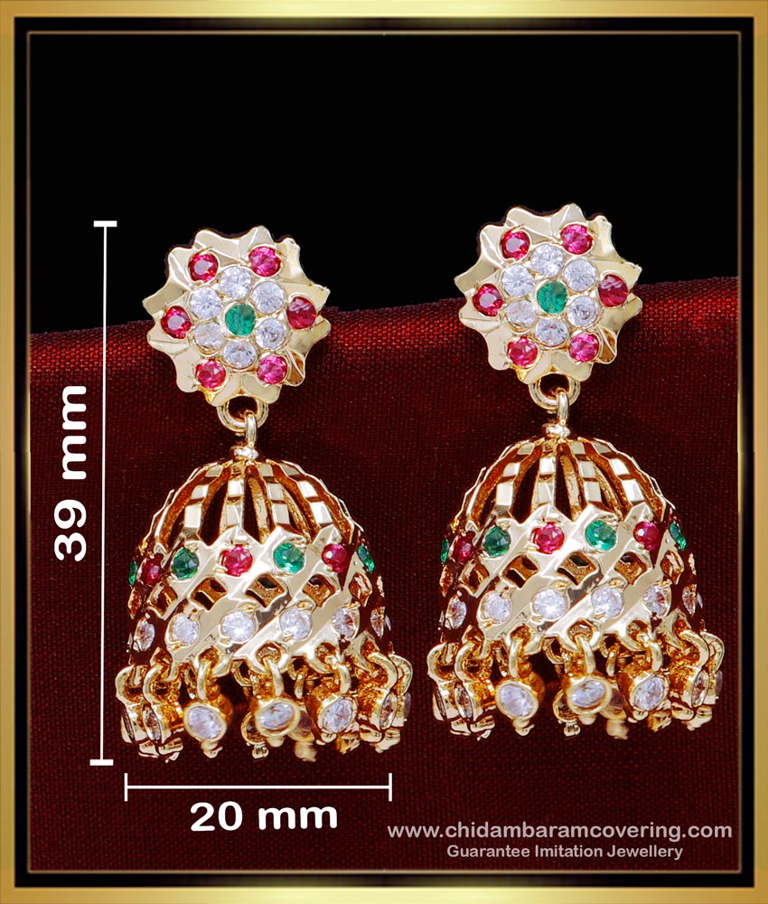 ERG1844 - Impon Full Stone Gold Design Jimikki Designs for Wedding 